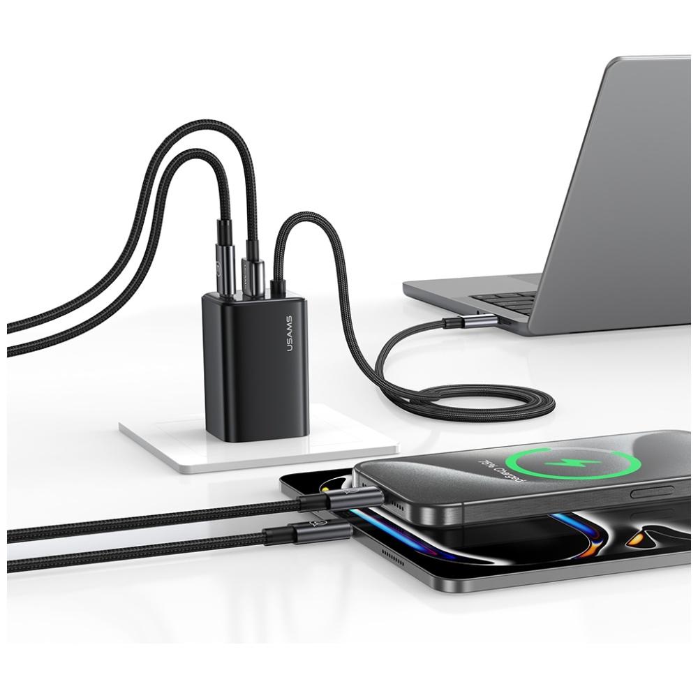 Ładowarka sieciowa 65W USAMS GaN Szybkie ładowanie 2xUSB-C USB-A Biała