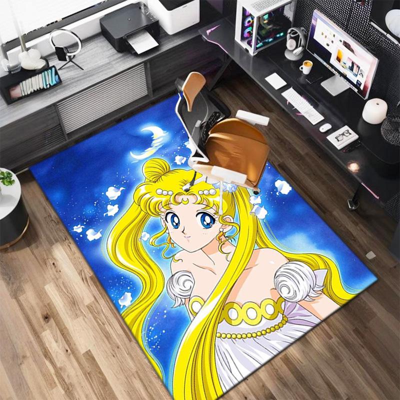 Cute Cartoon Theme Sailor Moon Tsukino Usagi Cartoon Rug Multifunctional Household Anti-slip Decorative Door Mat, Outdoor Floor Mat, and Carpet Y8