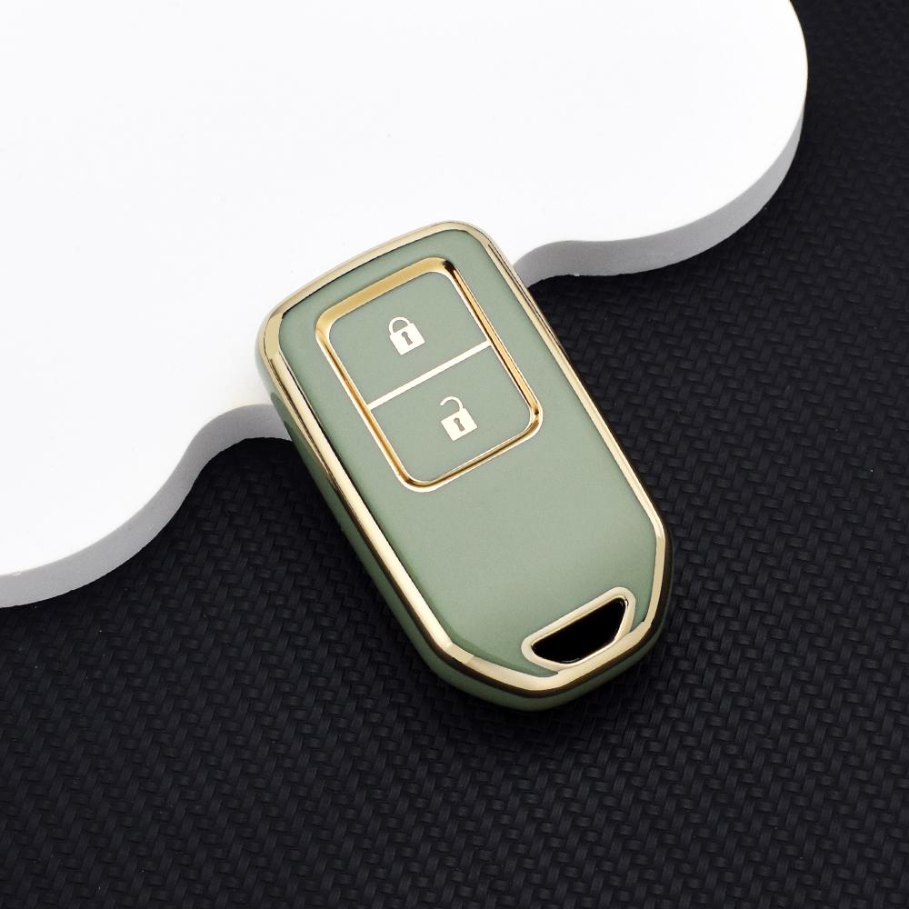 Tpu 2-Button Smart Key Cover For Honda Cr-V Hr-V Civic Accord Fit City Odyssey – Protective Key Fob Case And Key Chain Key Ring