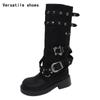 Vintage Rivet Women Western Cowgirl Boots Fashion Slip On Knight Long Booties Square Heels Shoes Largas De Mujer