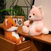 Kawaii Soft Medal Fox Plush Doll Pillow Cartoon Cute Sitting Pink Orange Fox Plush Toy Home Decoration Gift For Children
