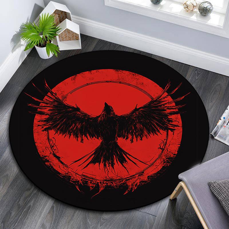 

Raven Symbol Round Area Rug,Carpet Rug for Living Room Bedroom Sofa Playroom Decor,Non-slip Floor Mat 80cmx80cm