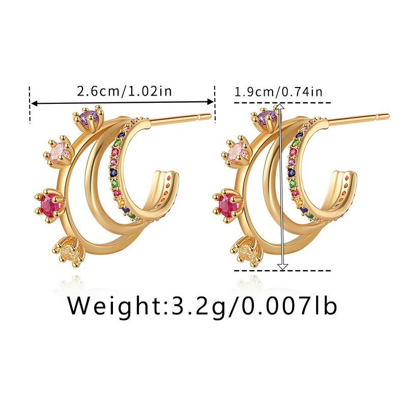 Delicate Rose Flower Design Light Luxury 18k Gold Plated Copper Stud Earrings For Women