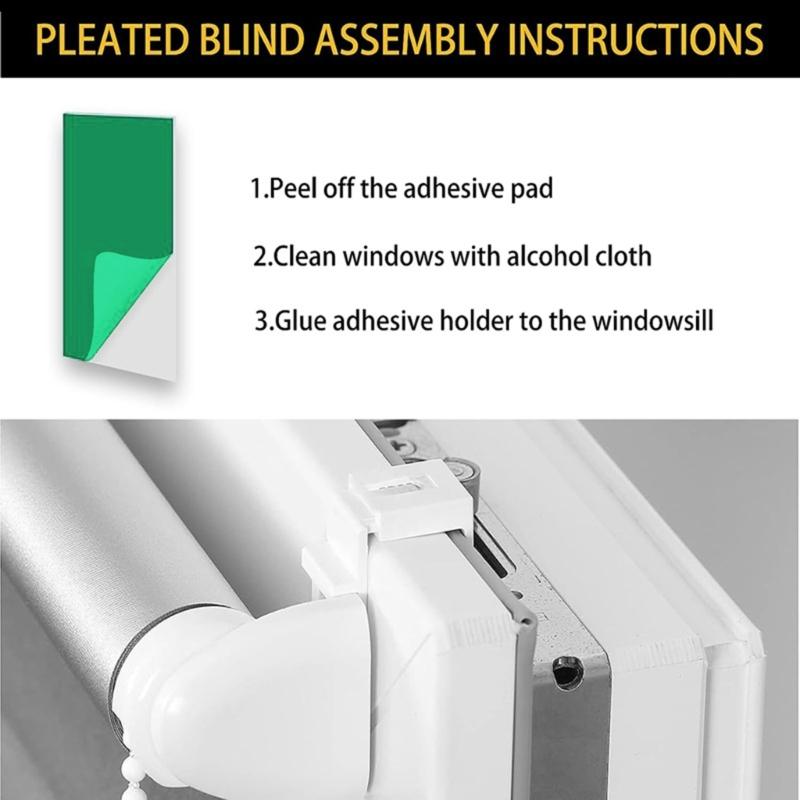 Opakowanie 8 łatwych w montażu uchwytów zaciskowych do rolet, mocnych, samoprzylepnych uchwytów do zasłon okiennych