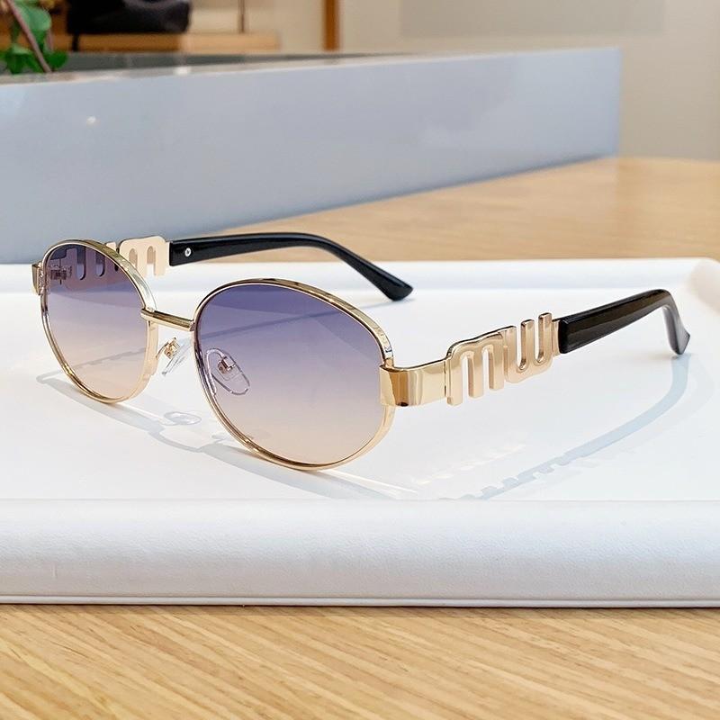 Vintage Retro Elliptical Metal Sunglasses With Uv400 Protection For Street Fashion And Outdoor Activities