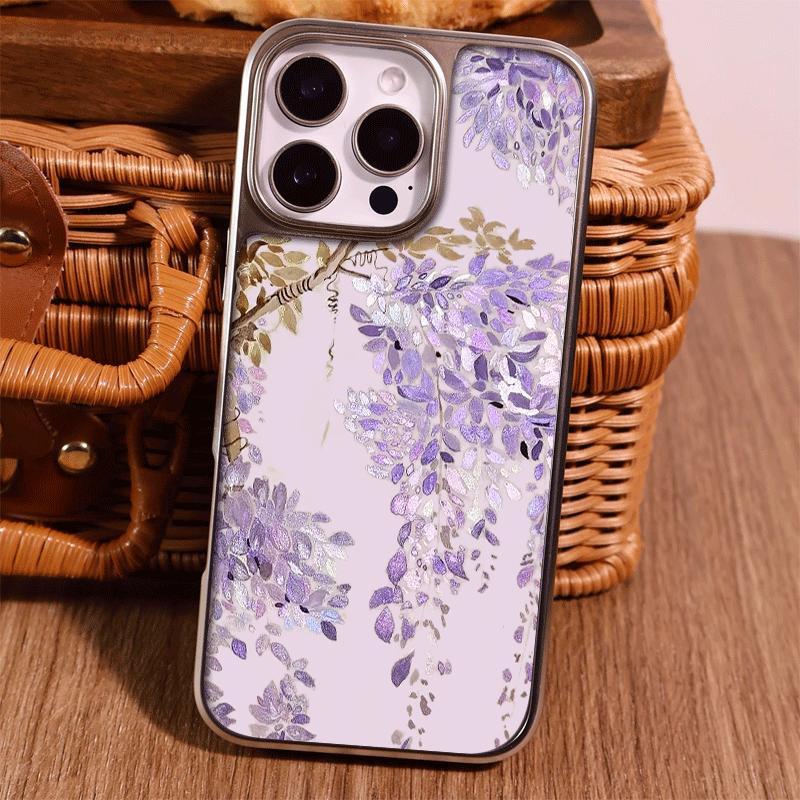 Ins Purple Petals for Apple iPhone17 Pro Mobile Phone Case 16 Electroplating 15 Matte PC14 Premium 13 Hard