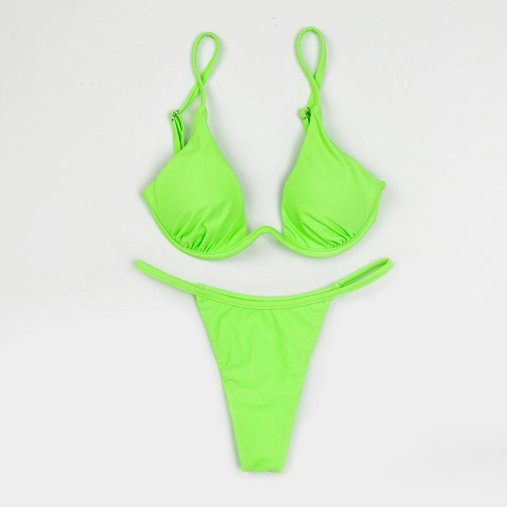 New Sexy European & American Solid Color Underwire Bikini Women's Swimsuit