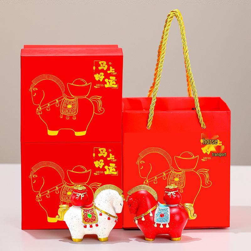 Creative Red Horse Mascot Figurine for Office or Living Room Decoration - Instantly Attracts Wealth