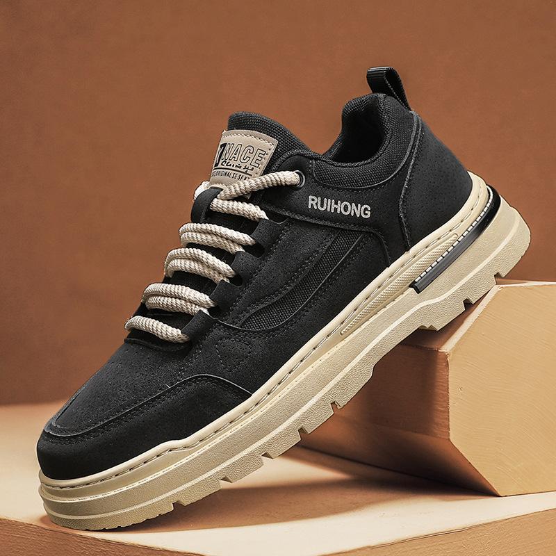 

Мужская обувь 2025 лето новая дышащая сетка полая тонкая спортивная обувь для скейтборда мужская повседневная платформа рабочая трендовая обувь 39 чёрный