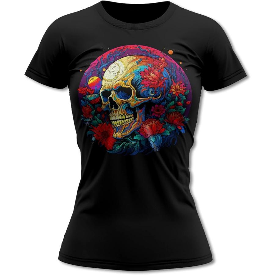 Bands and Bones Skull Flower 5 Women_s T-Shirt S