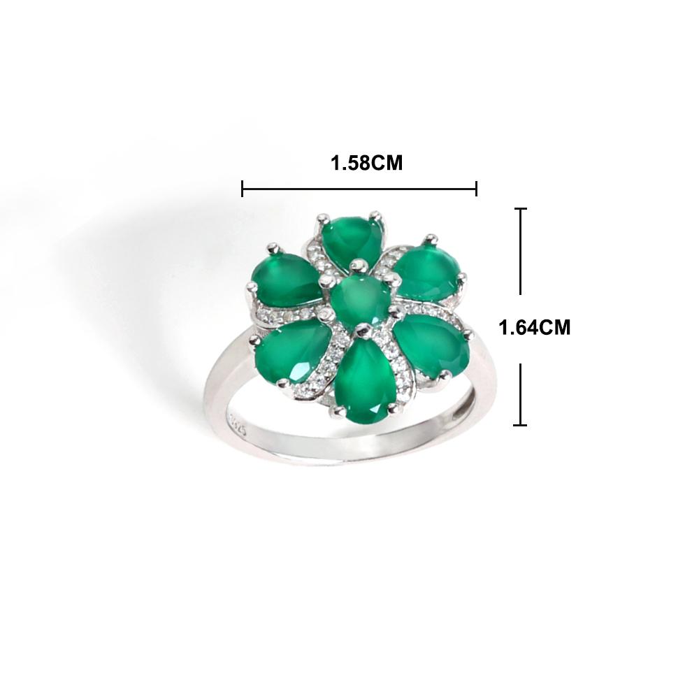 Elegant Natural green Agate gemstones Flower Design ring 925 sterling silver fine jewelry for women valentines gift