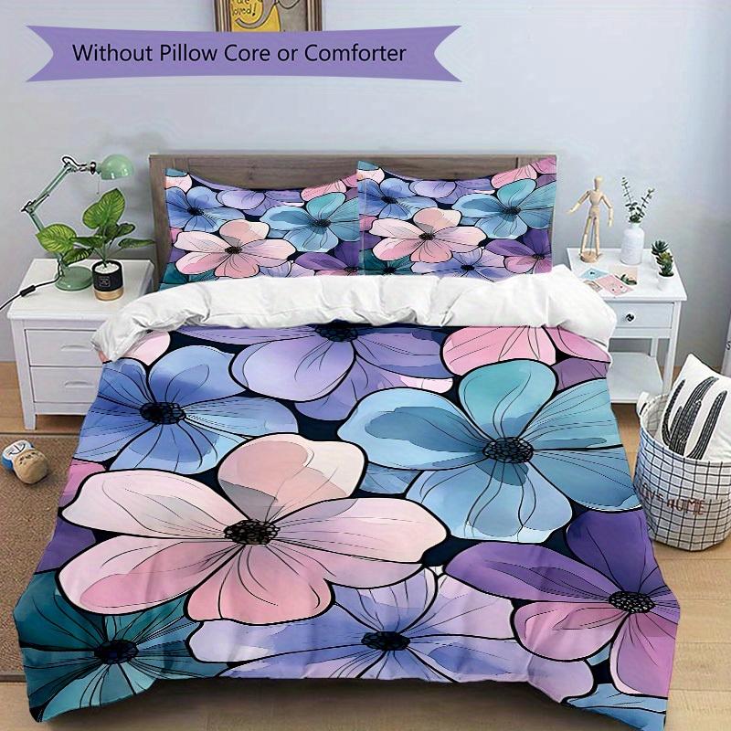 3Pcs Floral Pattern Printed Bedding Set, Breathable And Soft, Machine Washable, Christmas Gift, Suitable for Bedroom Decoration, 15167