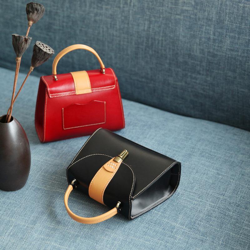 Johnature Genuine Leather Handmade Women Bag Handbag Retro Natural Real Cowhide Solid Color Versatile Shoulder Bags