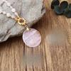 Elegant Light Pink Natural Stone Necklace with Golden Clasp for Women