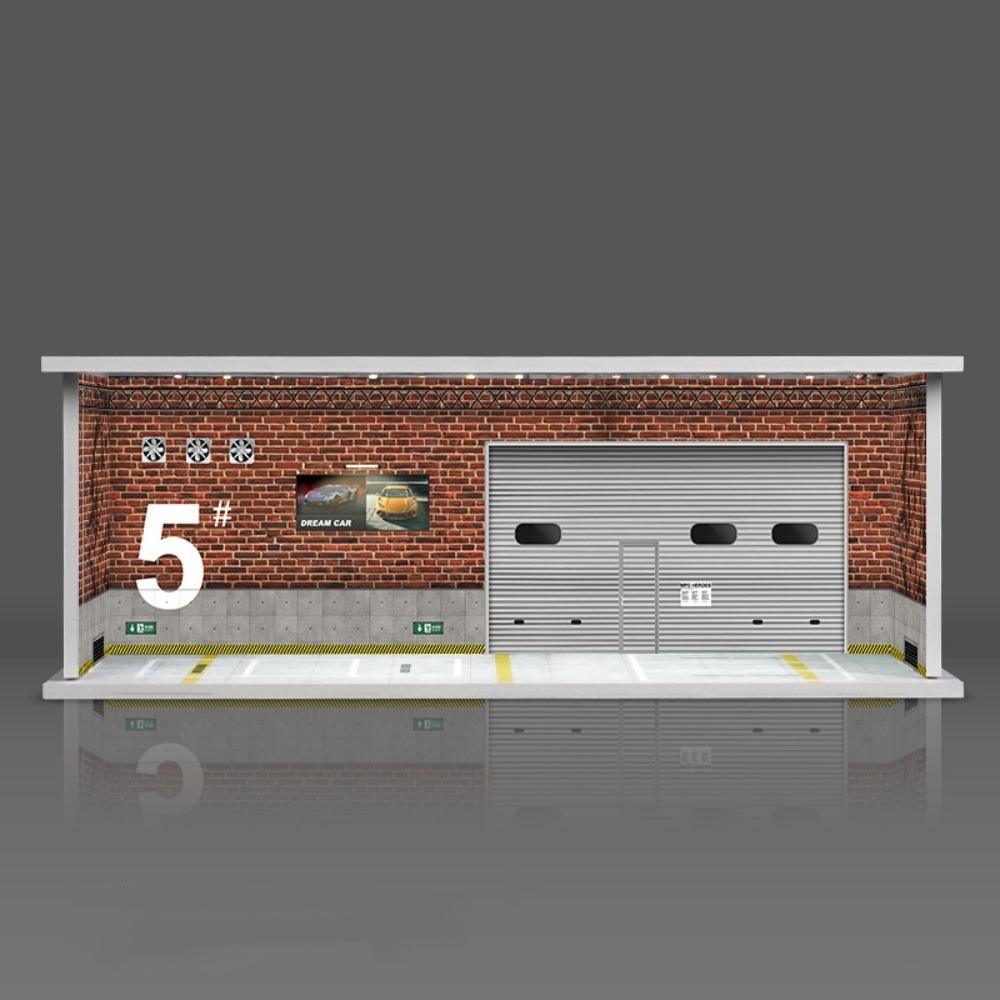Simulation Garage Scene Model With Lights Car Model Display Box Parking Lot Model  Zinc Zinc Alloy Car