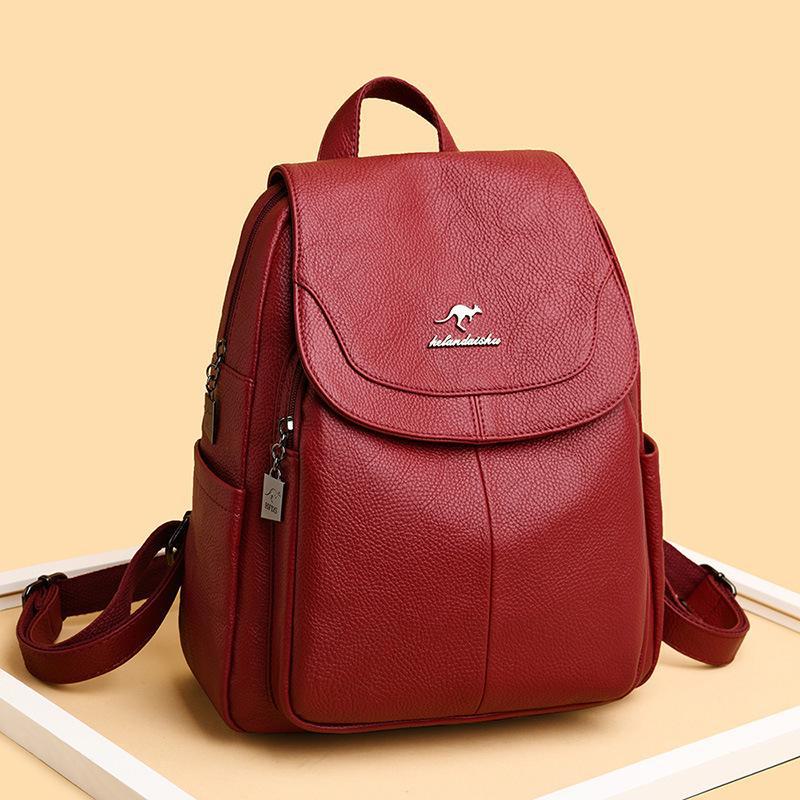 2024 Women's Casual Soft Leather Backpack - Large Capacity All-Match Schoolbag & Travel Bag