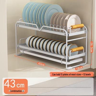 Redfu No-Drill Double-Layer Pull-Out Dish Drying Rack