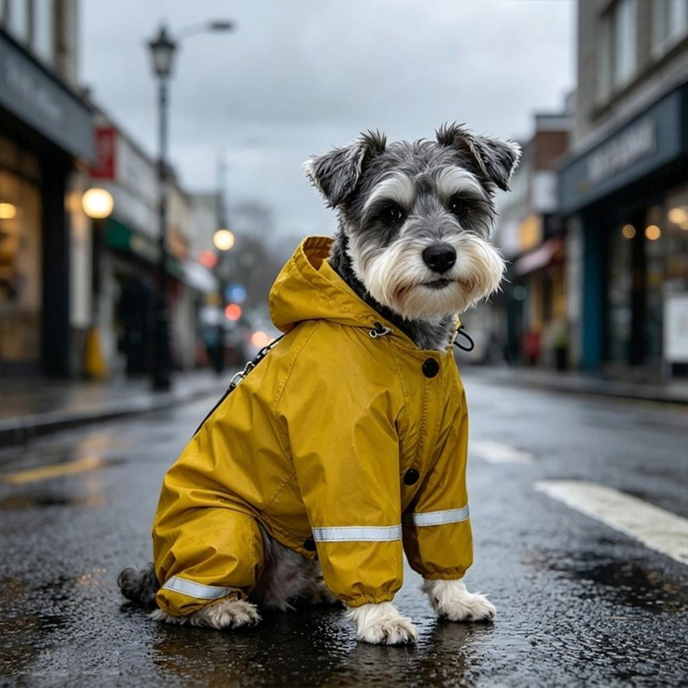 Soft Plush Winter Warm Dog Raincoat Reflective Trim Pet Waterproof Cloak Travel