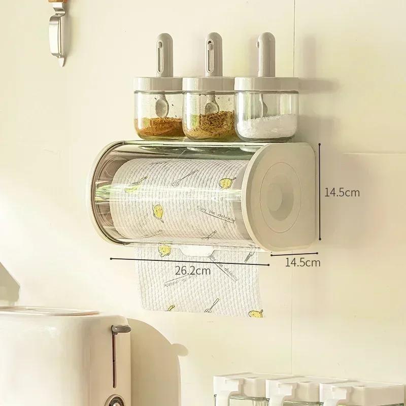 Wandmontierte Küchenpapierhandtuch-Aufbewahrungsbox Großhandel Haushalt Toilettenpapierrollenbox mit Deckel Staubdichte Papierhandtuchbox