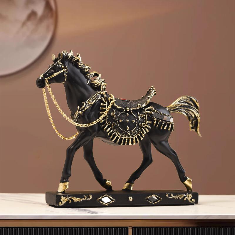 Elegant Resin Horse Ornaments for Luxury Home Decor – Perfect for Living Room and Wine Cabinet.