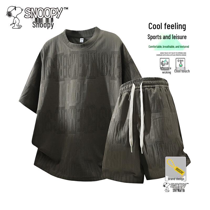 Snoopy Men s Summer Cooling Two-piece Set XL коричневый