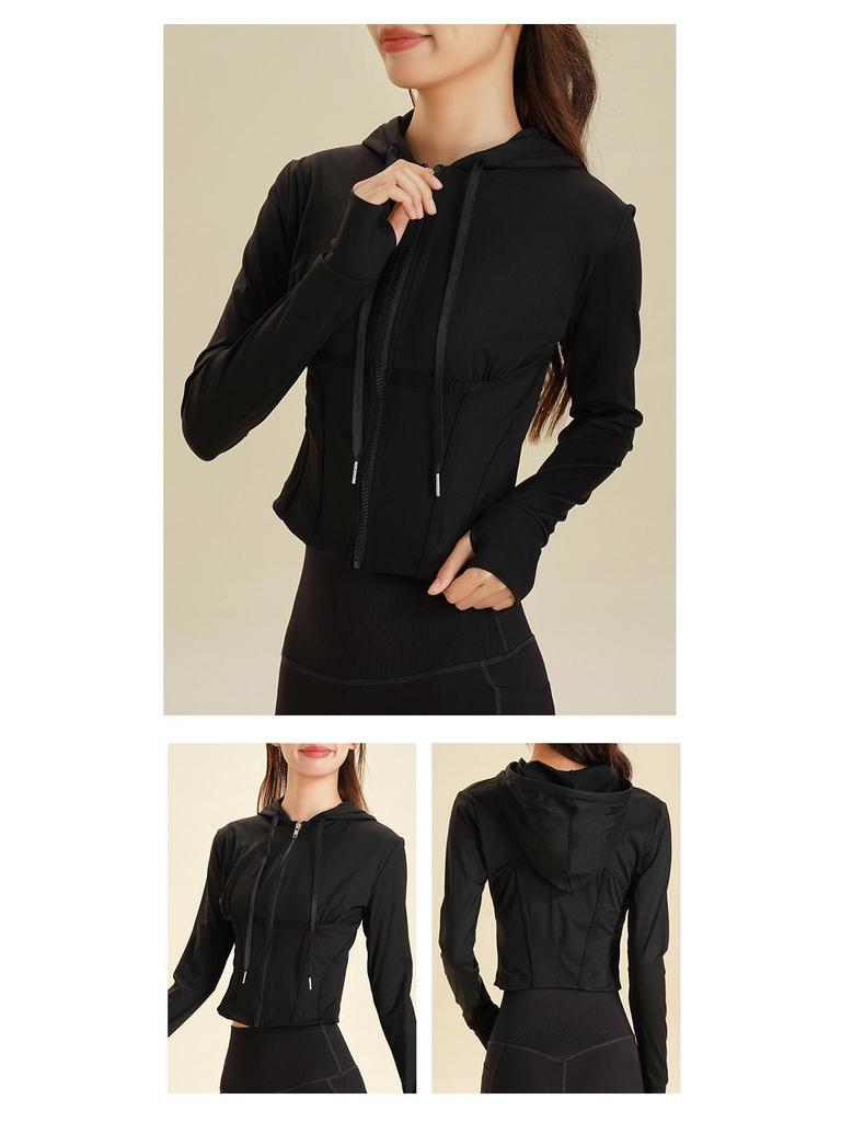 Lulu 2025 Slim Fit Fishbone Zipper Hoodie – Autumn/Winter Sports Yoga Jacket