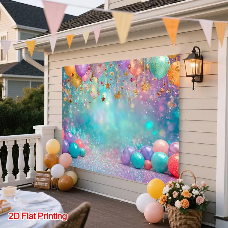 2D Colorful Macaron Balloon Backdrop, Baby Shower & Birthday Decoration