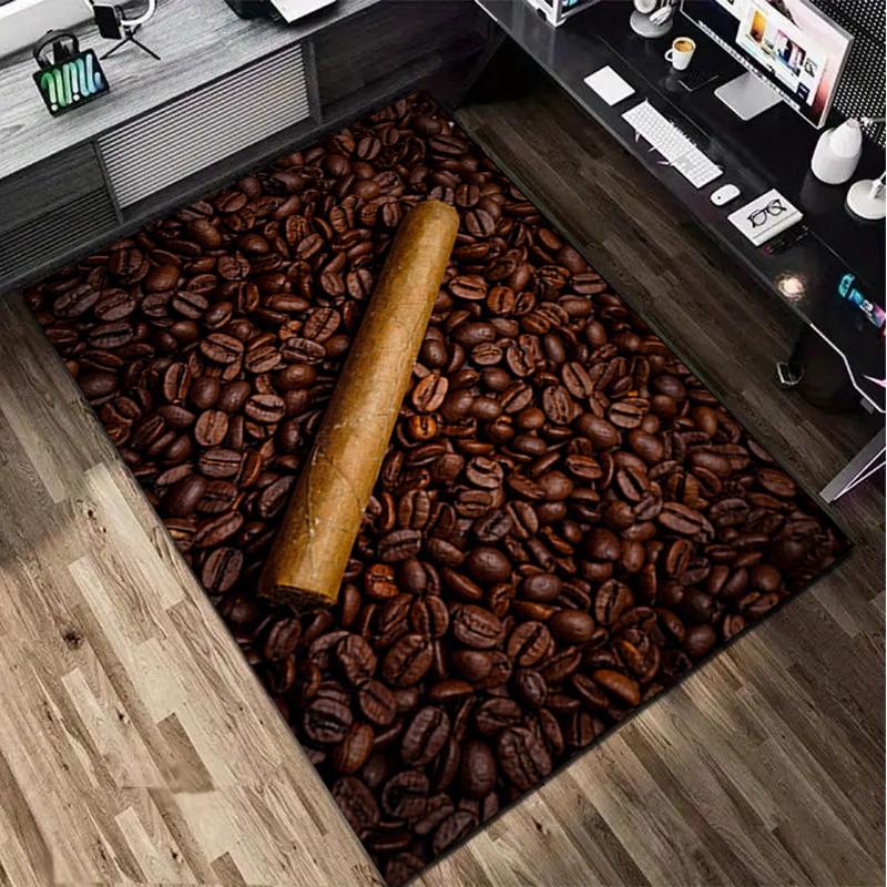 1Pc Cigar Coffee Beans Pattern Rug - Home Decoration Carpet For Living Room Bedroom Flooring Computer Chair Area Rug