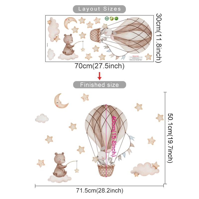 

Cartoon Air Balloon Animals Bear Rabbits Wall Stickers for Child Room Boy Room Decoration Nursery Baby Room Decoration Decal