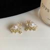 French Light Luxury Fashion Versatile Diamond-encrusted Pearl Fireworks Earrings Stud Earrings S Silver Needle Temperament High-end Earrings Women