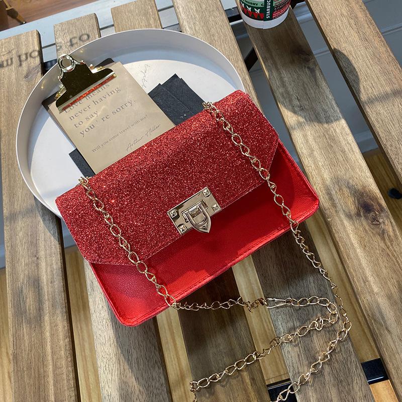 Guangzhou damska torba letnia matowa cekinowa zapięcie łańcuszek schemat kolorystyczny mała kwadratowa torba na jedno ramię przez ramię torba na telefon komórkowy