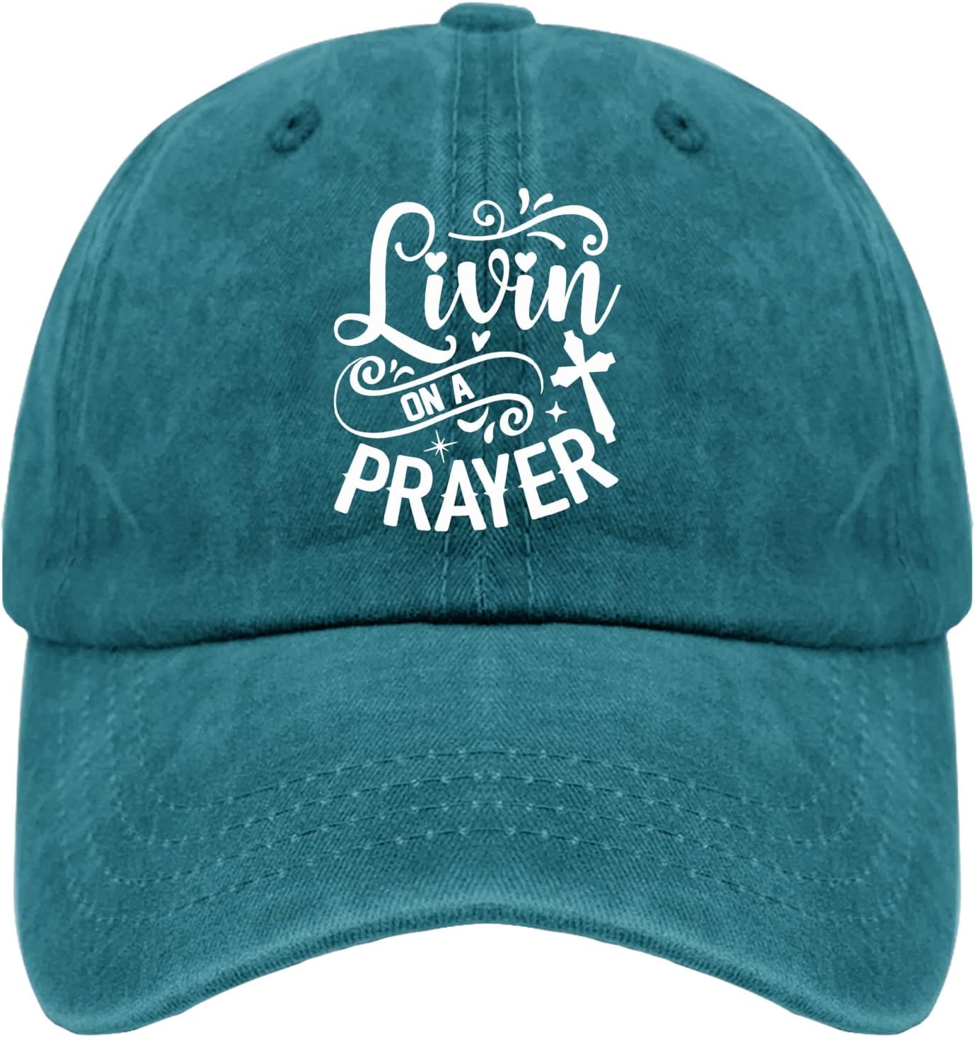 Кепка с надписью Livin On A Prayer Христианская цитата Потертая папина кепка Повседневная Унисекс Регулируемый головной убор One Size