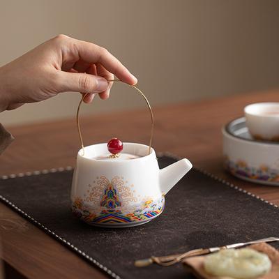 Dehua Speckstein-Jade Porzellan Weißes Porzellan Balkenkanne Keramik Haushalt Teekanne Kung Fu Teeset Chinesische Teekanne Teekanne