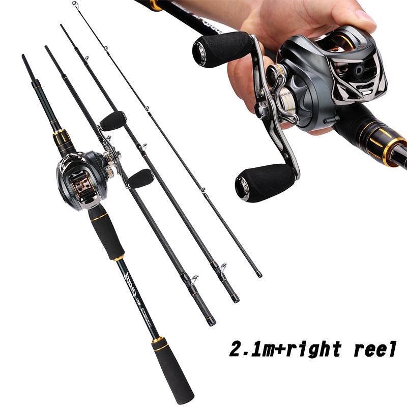 Canne à pêche Combo Carbon 4 Piece Casting Rod avec Baitcasting Reel Saltwater Freshwater Canne à pêche Combo Carbon 4 Piece Casting Rod avec Baitcasting Reel Saltwater Freshwater