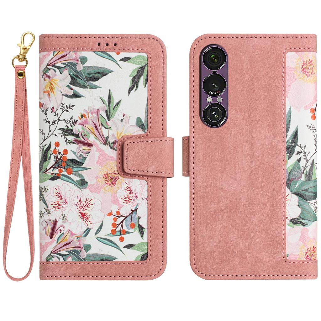 For Sony Xperia 1 VII Case PU Leather Floral Phone Cover with Card Slots