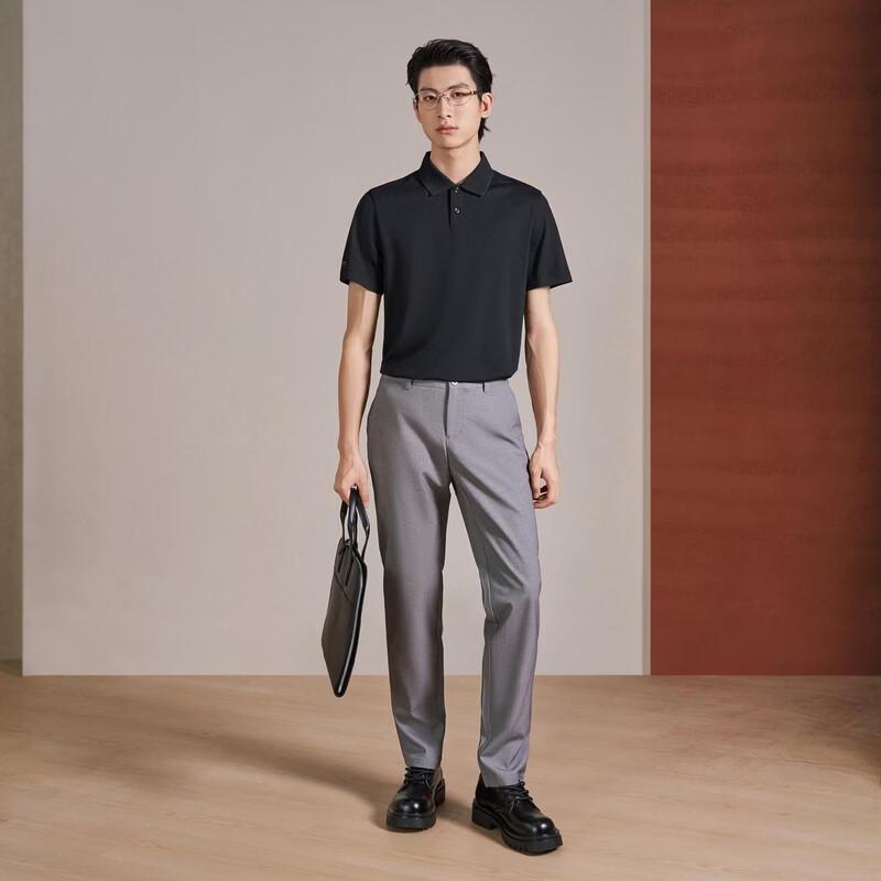 SEVEN Seamless Mulberry Silk Blend Short-Sleeve Business Polo Shirt