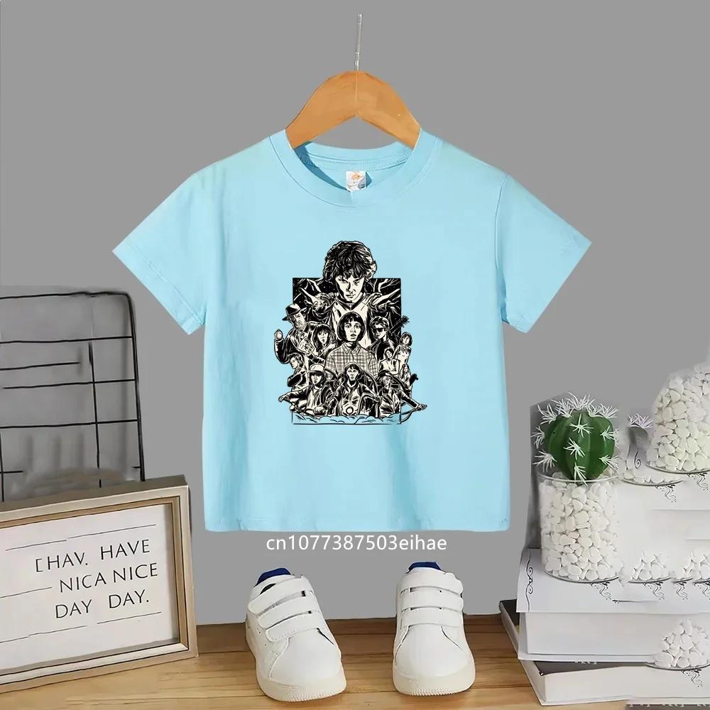 Camisetas de Verano con Estampados de Stranger Things a la Moda, Baratas y Elegantes, Cuello Redondo para Niños y Niñas, Suaves y Modernas para Niños