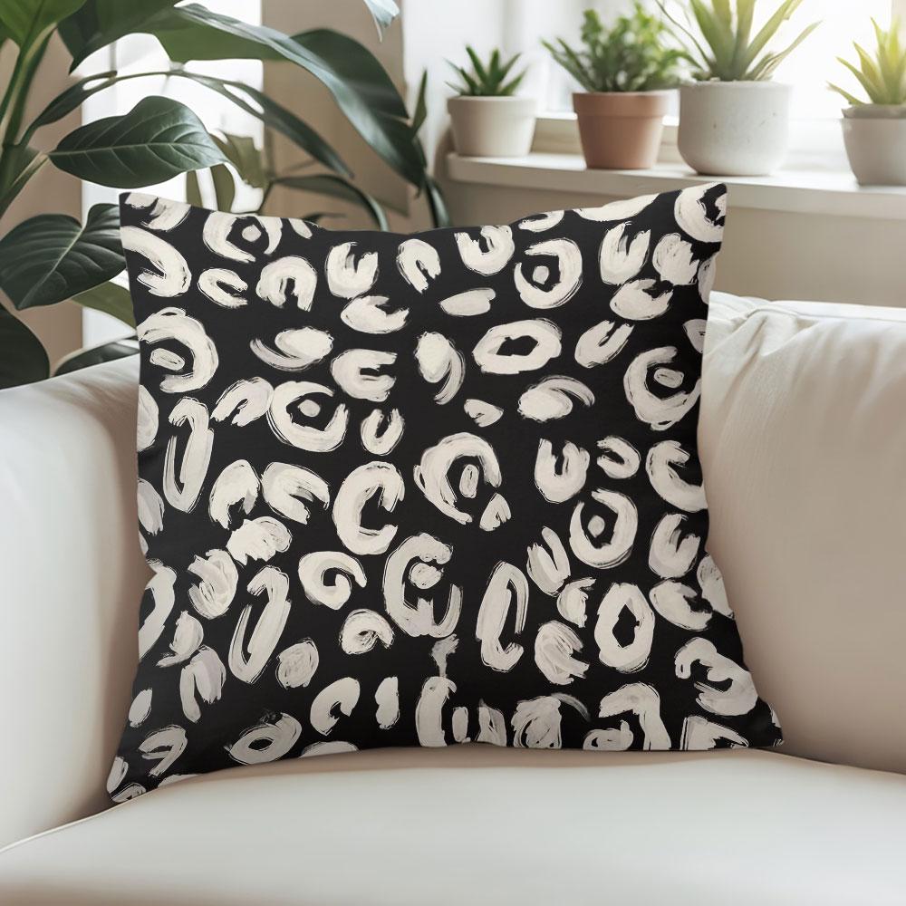 Black White Abstract Dots square Jacquard Pillow Cover for Sofa Office Waist Cushion Cover Home Decorative Pillowcase