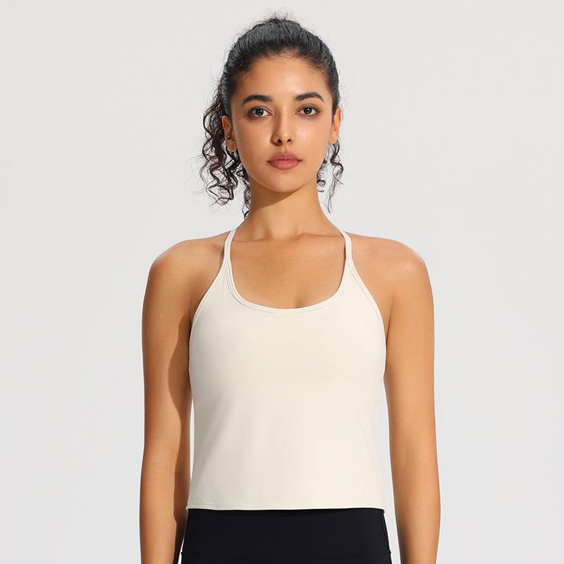 Women s Fixed Cup Yoga Tank Top - Strappy, Anti-Sag, Sexy Back Sports Bra