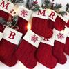 Christmas Socks Knitted Letter Home Christmas Tree Ornament Decoration Red Christmas Socks Gift Bag For Christmas Theme Dress Up