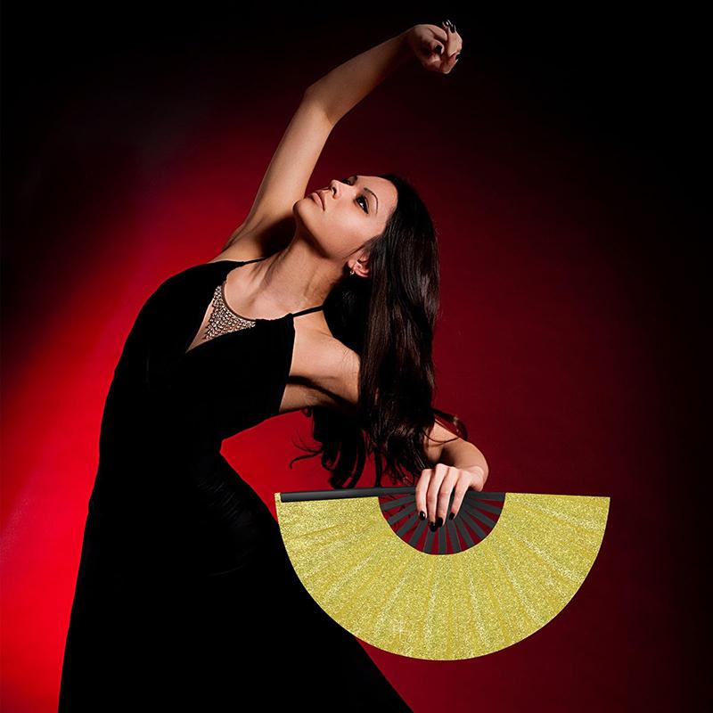 10Inch Performance Fan Ultralight Portable Decorative Handheld Fan For Women Folding Shiny Hand Rave Fan Ideal Cosplay