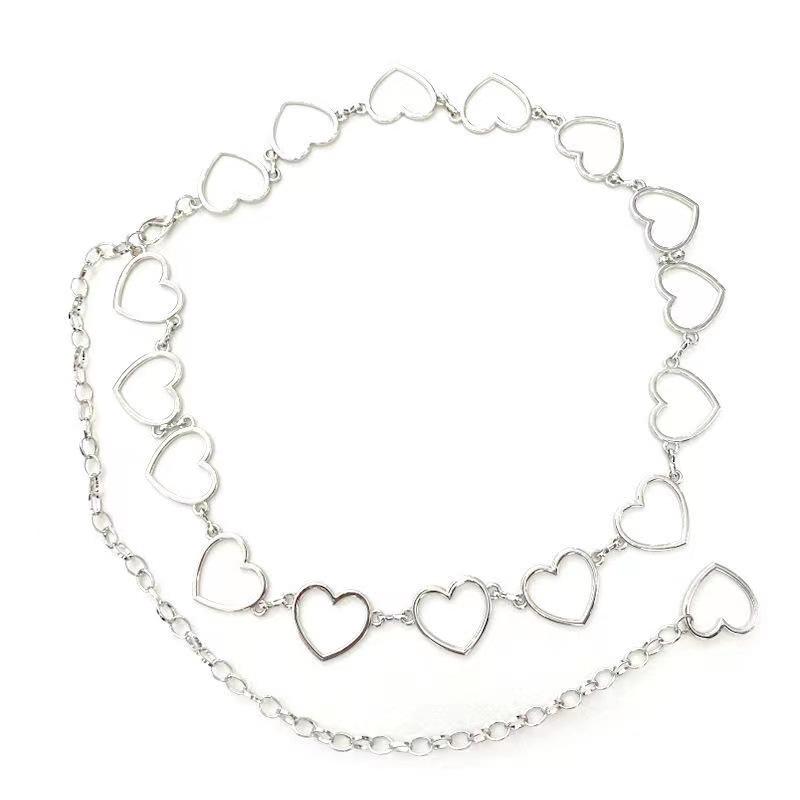 Peach Heart Love Metal Waist Chain Variety Belt Women's Decoration Ins Simple Dress with JK Plaid Skirt Pants Chain