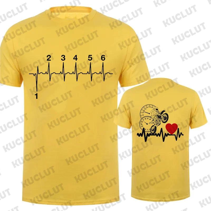 1N23456 Motorcycle Heartbeat Gear Shift Print T Shirt Motorbike Tee Print Race T-Shirt Autocycle Motorbike Speedometer T Shirt