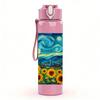 1PC Sunflower Starry Night Art 750ml Color Plastic Sports Water Bottle Leakproof Flip Straw Lid For Sports Office Home Use