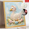 DIY Frameless Pearl Painting Kit Cute Duck Family 3D Shiny Bead Art Canvas Relaxing Creative Craft for Home Wall Decor Gift