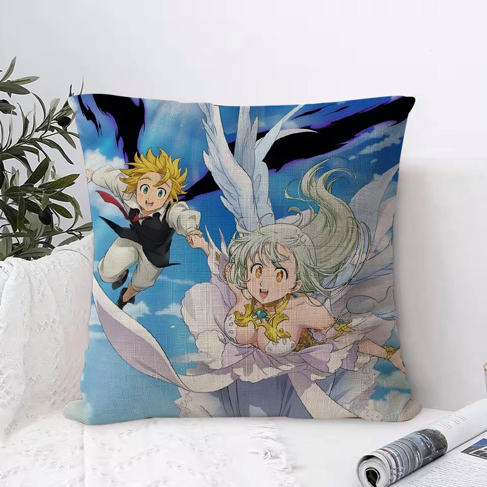 Anime DDeadly SSins Cushion Cover Eco Linen Pillow Case DoubleSided Print Breathable Durable Zipper Home Decor Gift