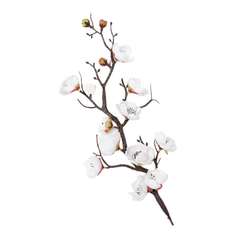 Spring Plum Blossom Bouquet Branch Silk Flower Artificial Flowers for Wedding Home Office Party Hotel Yard Decoration