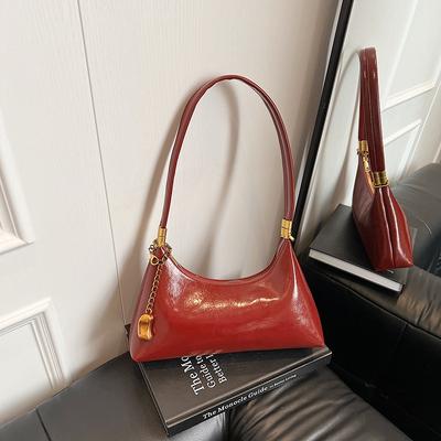 Nischen-Halbmondtasche Ölwachsleder Achseltasche Damen neue Retro-Design Einzelschulter Umhängetasche