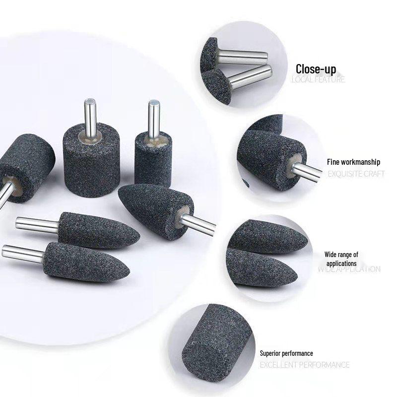 Schleifscheibenkopf für Bohrmaschine mit Griff – Zylindrisch & Konisch, 6mm Schaft, Schleifstein