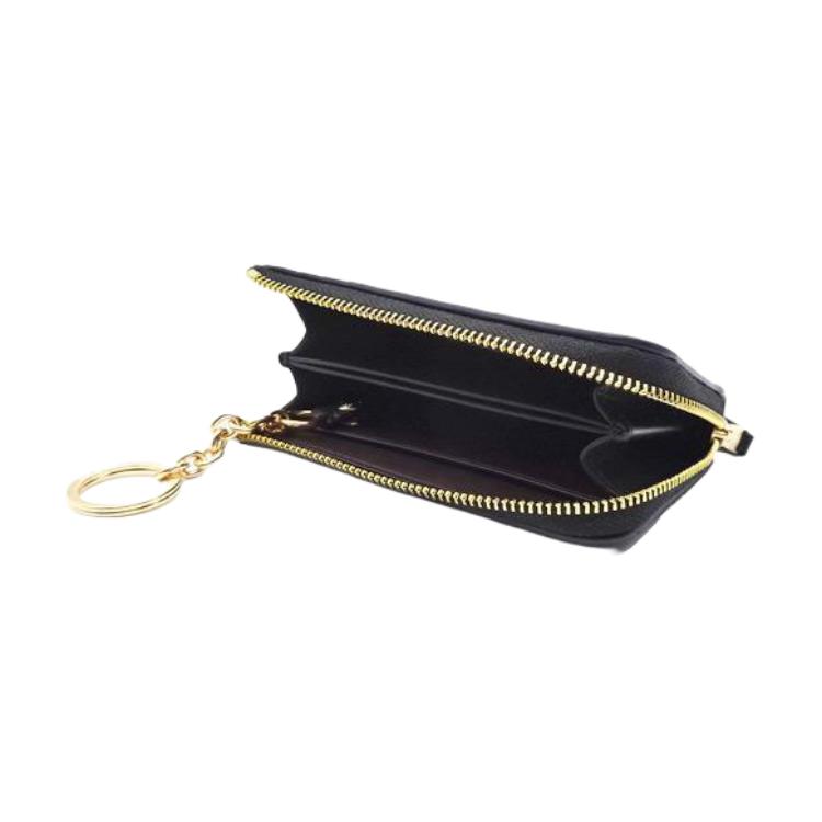 New COACH Recycled Leather Card Holder Mini Women's Walnut Wood & Black CW427-IMXAQ